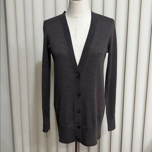 Loft Women's Brown Cardigan light Sweater wool blend washable V button up XS